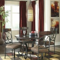 Signature Design By Ashley® Glambrey - Dark Brown - 5 Pc. - Dining Room Table, 4 Upholstered Side Chairs Dining Room Sets