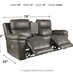 Ashley Furniture Reclining Furniture Erlangen - Midnight - Pwr Rec Loveseat/con/adj Hdrst