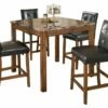 Ashley Furniture Theo - Warm Brown - Square Counter Tbl Set (5/cn)