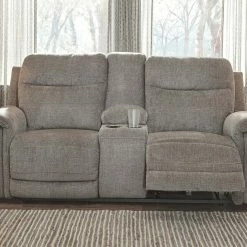 Signature Design By Ashley® Reclining Furniture Mouttrie - Set - Power Reclining Sofa With Adjustable Headrest, Power Reclining Loveseat With CON/Adjustable HDRST