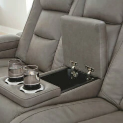 Ashley Furniture Loveseats The Man-den - Gray - Pwr Rec Loveseat/con/adj Hdrst