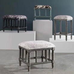 New ⭐ Uttermost Estes Faux Cow Hide Small Bench ❤️ 7 Uttermost Estes Faux Cow Hide Small Bench