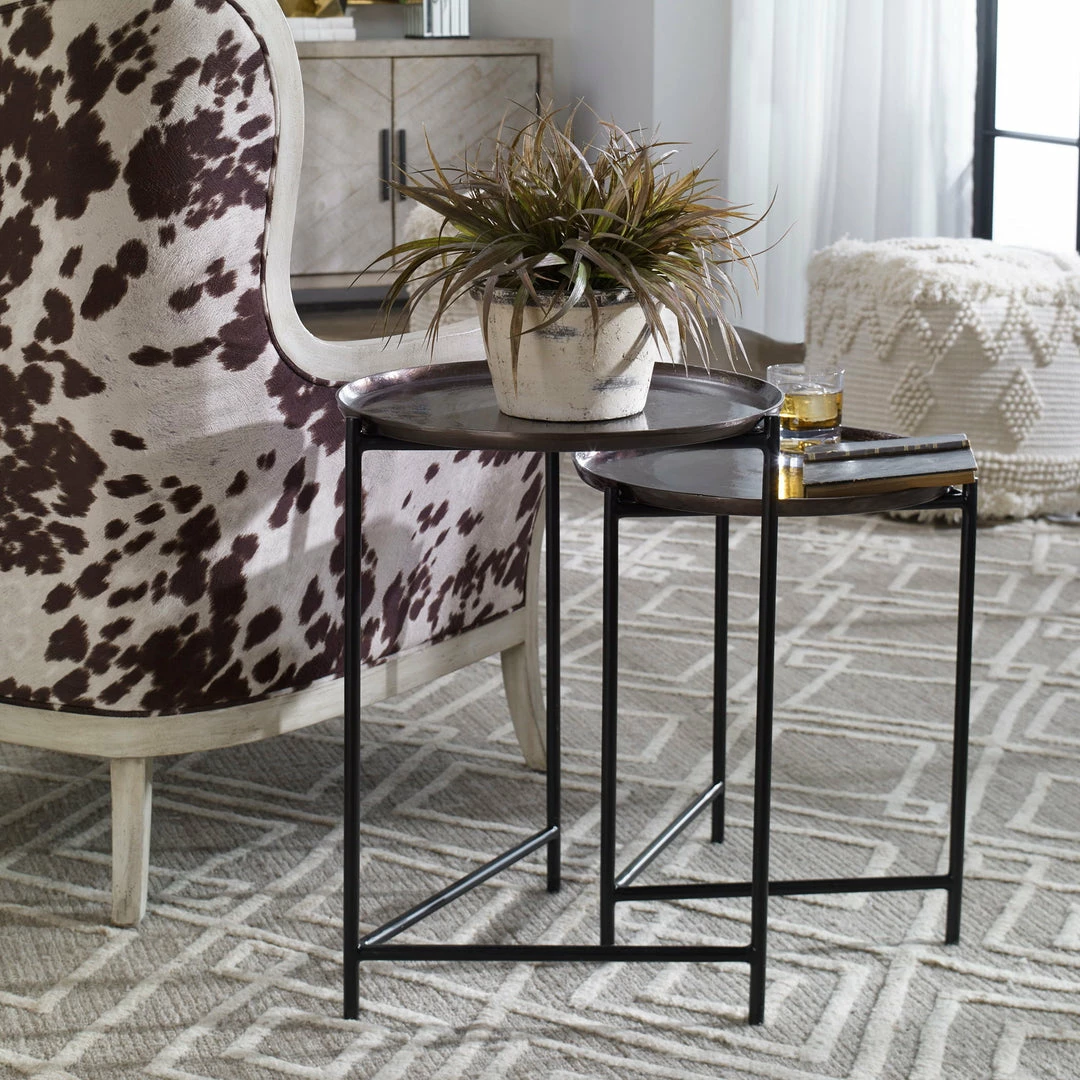 Best Pirce 🔔 Uttermost Burnett Dark Nickel Nesting Tables, S/2 ❤️ 5 Uttermost Burnett Dark Nickel Nesting Tables, S/2