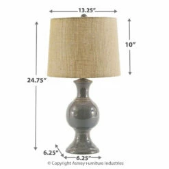 Ashley Furniture Magdalia - Gray - Ceramic Table Lamp (1/cn) Accessories