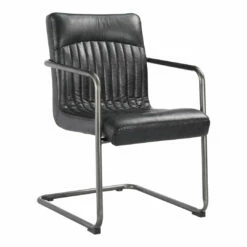 Moe's Home Collection Chairs Ansel Arm Chair Onyx Black Leather -m2