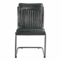 Moe's Home Collection Chairs Ansel Dining Chair Onyx Black Leather-m2