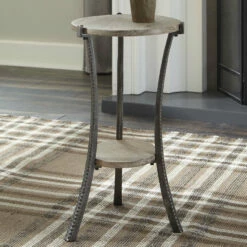 Ashley Furniture Tables Enderton - White Wash/pewter - Accent Table