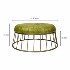 Moe's Home Collection Radcliffe Leather Ottoman Green Ottomans