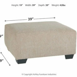 Ashley Furniture Ottomans Baranello - Stone - Oversized Accent Ottoman