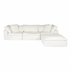 Moe's Home Collection Sectionals Clay Lounge Modular Sectional Livesmart Fabric White