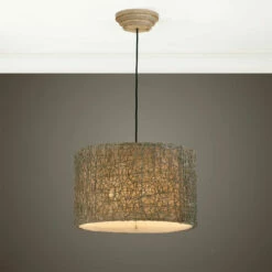Uttermost Knotted Rattan Light Drum Pendant