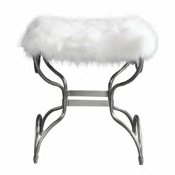 Uttermost Channon White Fur Small Bench Benches