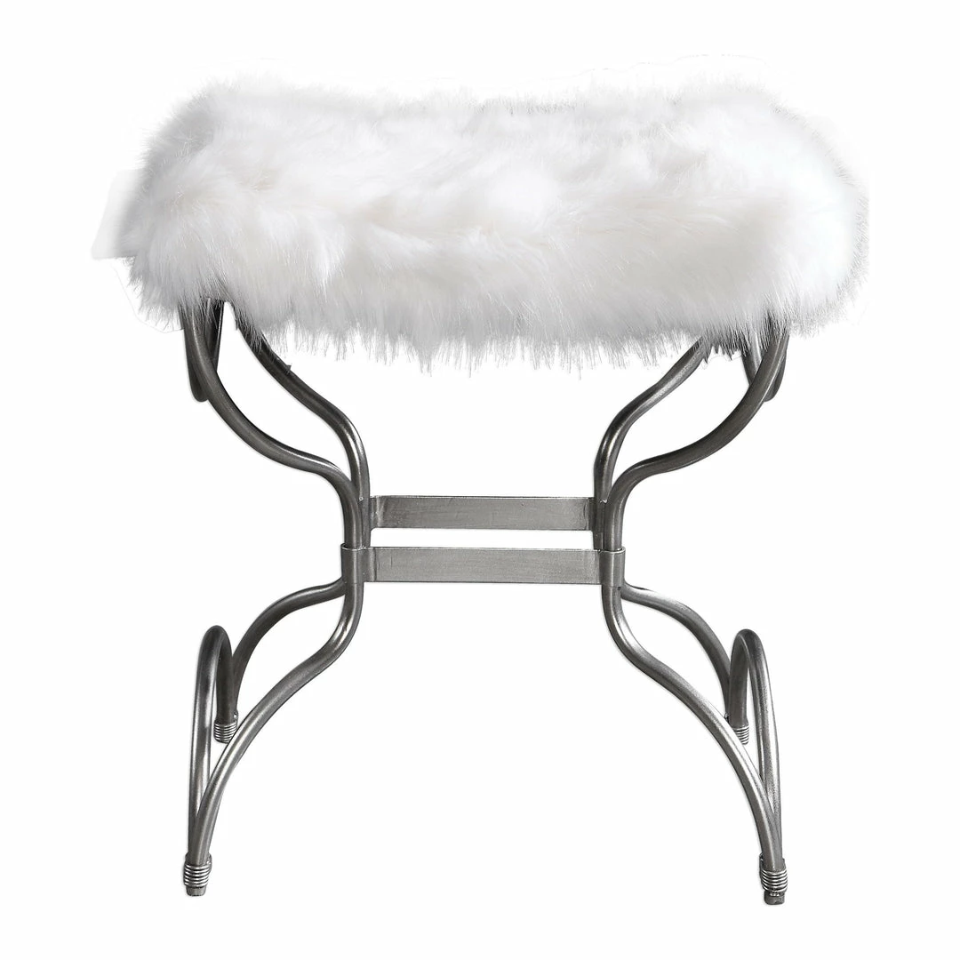 Hot Sale 🎉 Uttermost Channon White Fur Small Bench Benches 🌟 3 Uttermost Channon White Fur Small Bench Benches
