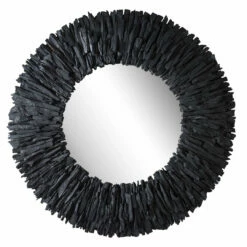 Accessories Uttermost Teak Branch Black Round Mirror