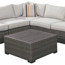Ashley Furniture Cherry - Gray - Loveseatsec/otto/tbl Set(4/cn)