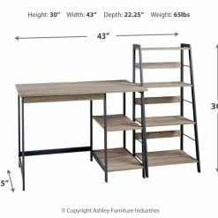 Ashley Furniture Soho - Light Best Gunmetal - Home Office Desk And Shelf