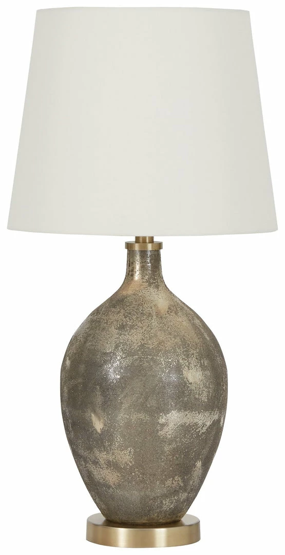 Best deal 🧨 Ashley Furniture Jemarie - Gray/gold Finish - Glass Table Lamp (1/cn) Accessories 🌟 3 Ashley Furniture Jemarie - Gray/gold Finish - Glass Table Lamp (1/cn) Accessories