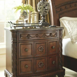 Discount 🎉 Ashley Furniture North - Dark Brown - Three Drawer Night Stand Nightstands ❤️ 12 Ashley Furniture North - Dark Brown - Three Drawer Night Stand Nightstands