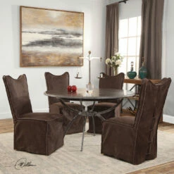 Deals 🔥 Uttermost Delroy Armless Chairs, Chocolate, Set Of 2 💯 5 Uttermost Delroy Armless Chairs, Chocolate, Set Of 2