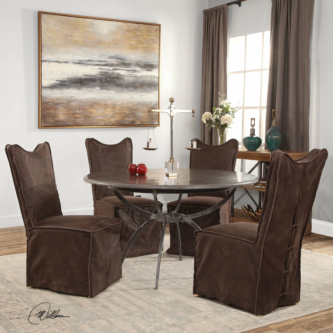 Deals 🔥 Uttermost Delroy Armless Chairs, Chocolate, Set Of 2 💯 4 Uttermost Delroy Armless Chairs, Chocolate, Set Of 2