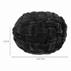 Moe's Home Collection Accessories Pj Velvet Pouf Black