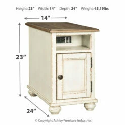 Ashley Furniture Realyn - White/brown - Chair Side End Table - Ac / Usb