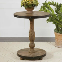 Tables Uttermost Kumberlin Wooden Round Table