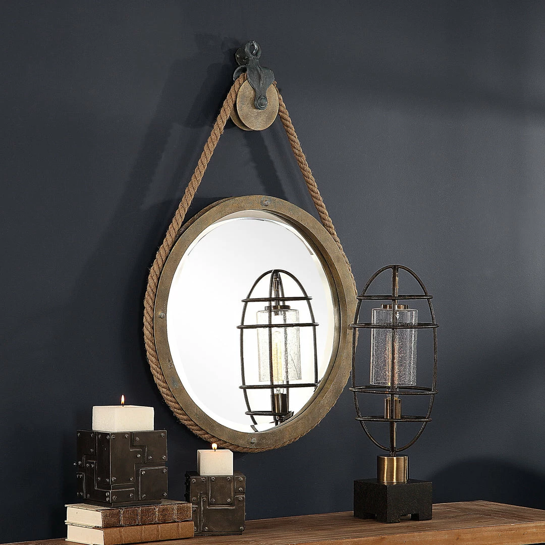 Discount ๐ Accessories Uttermost Melton Round Pulley Mirror ๐ 5 Accessories Uttermost Melton Round Pulley Mirror