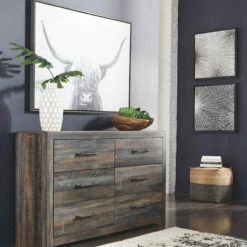 Signature Design By Ashley® Drystan - Multi - Dresser, Mirror, Chest, Panel Headboard, Nightstand Bedroom Sets