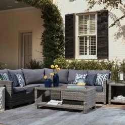 Signature Design By Ashley® Salem Beach - Dark Gray - 5 Pc. - Sectional Lounge Set Outdoor Sets