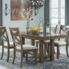 Signature Design By Ashley® Moriville - Grayish Ultimate Best In Class Rectangular Dining Room Extension Table, 4 Upholstered Side Chairs Dining Room Sets