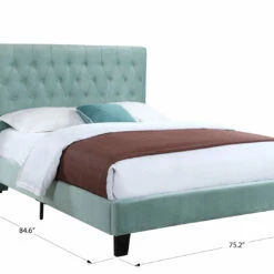 Emerald Home Upholstered Cal King Bed Navy Beds