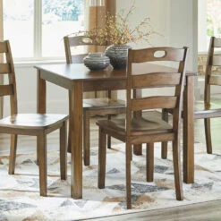 Ashley Furniture Hazelteen - Medium Brown - Square Drm Table Set (5/cn)