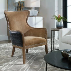 Chairs Uttermost Snowden Tan Wing Chair