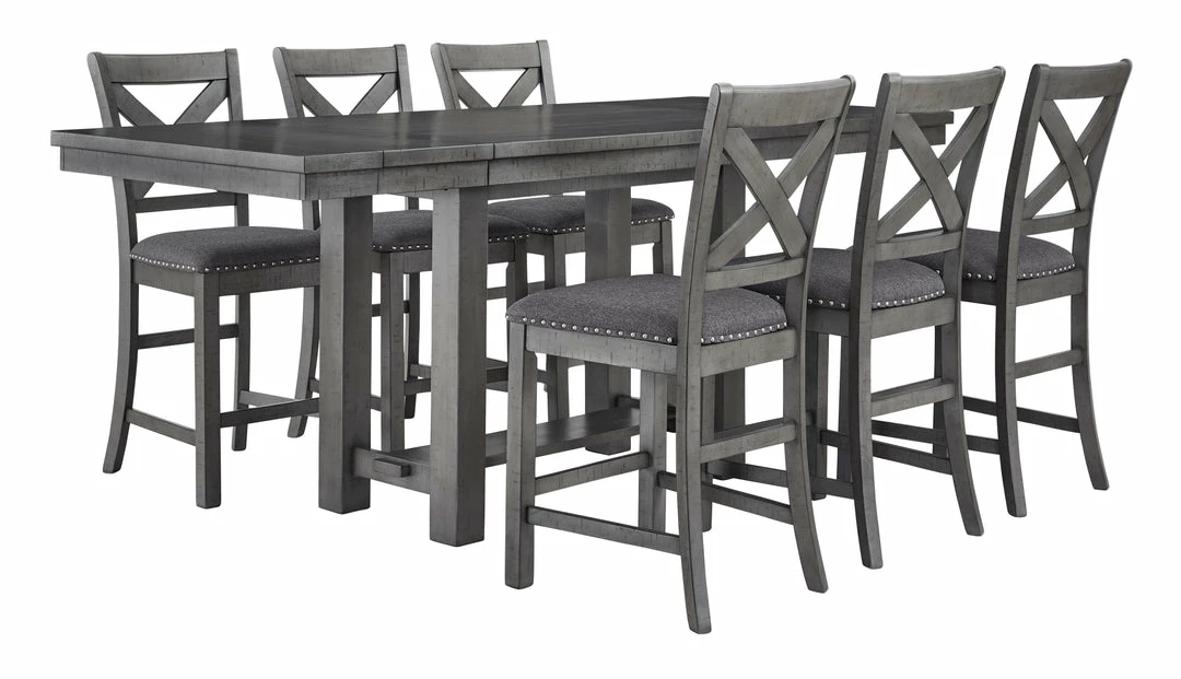 Wholesale 🔥 Signature Design By Ashley® Dining Room Sets Myshanna - Dark Gray - 7 Pc. - Counter Extension Table, 6 Barstools ⭐ 5 Signature Design By Ashley® Dining Room Sets Myshanna - Dark Gray - 7 Pc. - Counter Extension Table, 6 Barstools