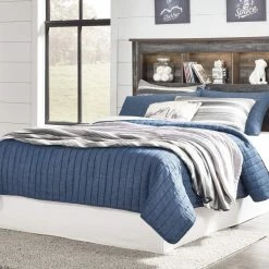 Ashley Furniture Drystan - Brown / Beige - Full Bookcase Headboard Headboards