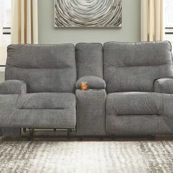 Ashley Furniture Reclining Furniture Coombs - Charcoal - Dbl Rec Loveseat W/console
