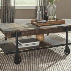 Ashley Furniture Bostweil - Light Brown/black - Rectangular Cocktail Table