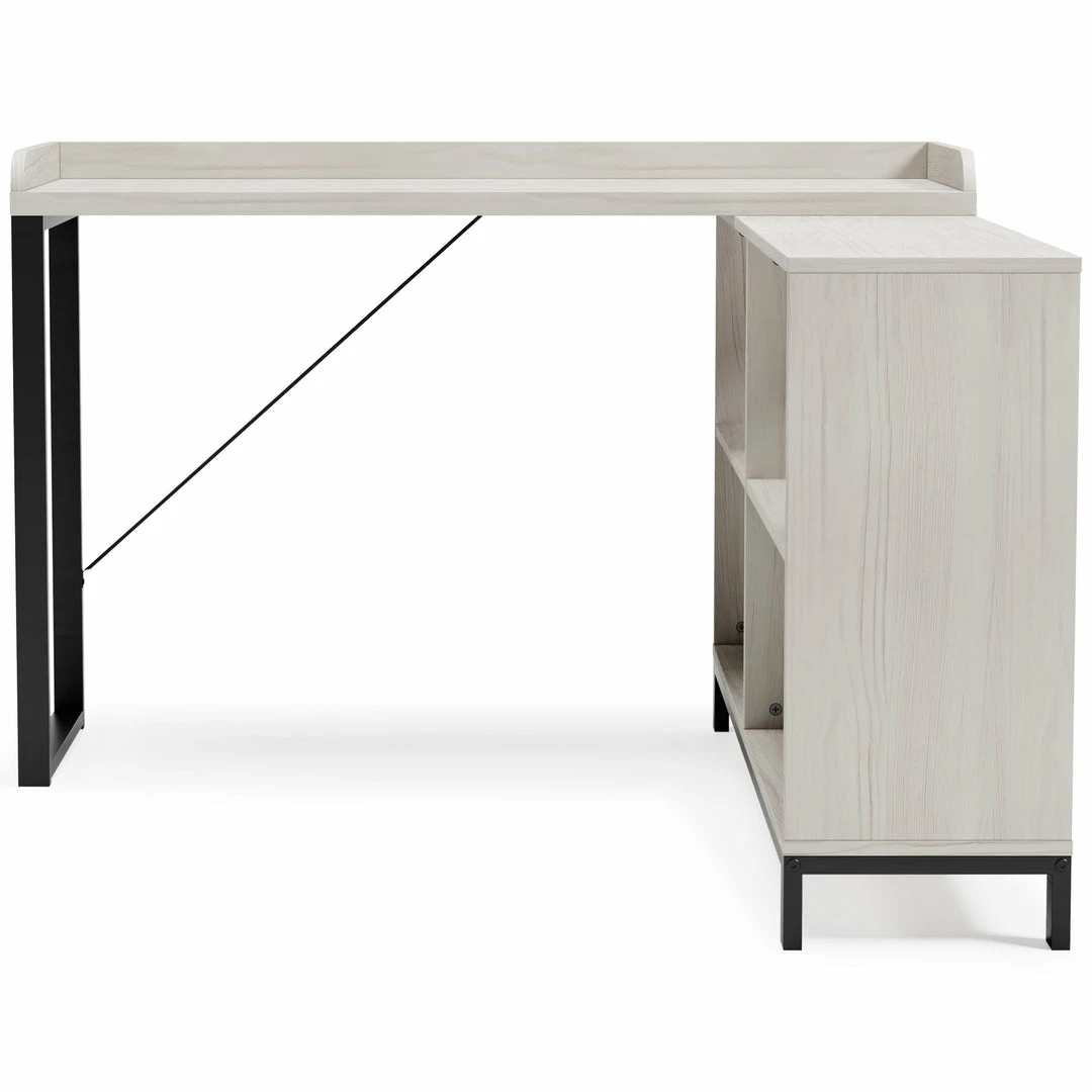 Best Sale ✨ Signature Design By Ashley® Bayflynn - White/black - L-desk Desks ✨ 4 Signature Design By Ashley® Bayflynn - White/black - L-desk Desks
