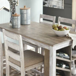 Signature Design By Ashley® Dining Room Sets Skempton - Light Ultimate Best In Class Rectangular Counter Table With Storage, 2 Upholstered Barstools