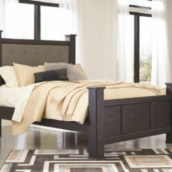 Signature Design By Ashley® Bedroom Sets Reylow - Dark Ultimate Best In Class Dresser, Mirror, Upholstered Poster Bed