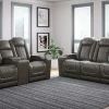 Signature Design By Ashley® Reclining Furniture Hyllmont - Gray - 2 Pc. - Power Sofa, Loveseat
