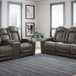Signature Design By Ashley® Reclining Furniture Hyllmont - Gray - 2 Pc. - Power Sofa, Loveseat