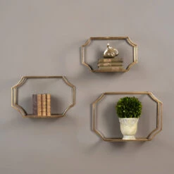 Accessories Uttermost Lindee Gold Wall Shelves S/3