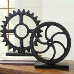 Ashley Furniture Dermot - Antique Black - Sculpture Set (2/cn) Table Decor