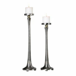 Table Decor Uttermost Aliso Cast Iron Candleholders Set/2