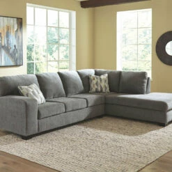 Benchcraft® Dalhart - Charcoal - 4 Pc. - Left Arm Facing Sofa Sectional, Rocker Recliner, Ottoman