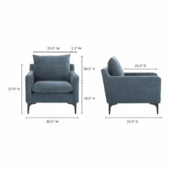 Moe's Home Collection Chairs Paris Armchair Blue