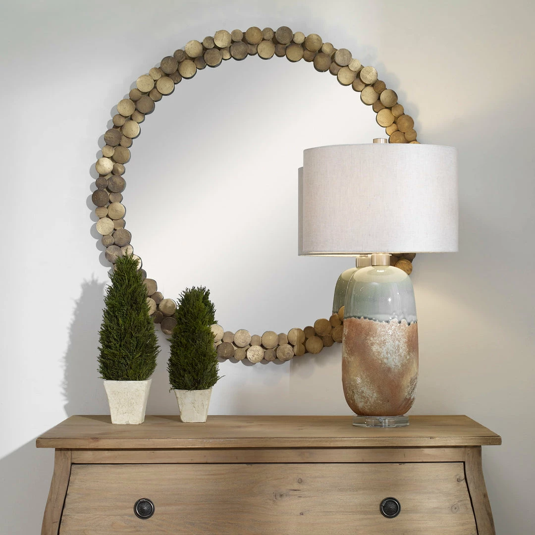 Brand new ✔️ Uttermost Dinar Round Aged Gold Mirror ⭐ 6 Uttermost Dinar Round Aged Gold Mirror