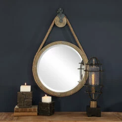 Discount ๐ Accessories Uttermost Melton Round Pulley Mirror ๐ 10 Accessories Uttermost Melton Round Pulley Mirror